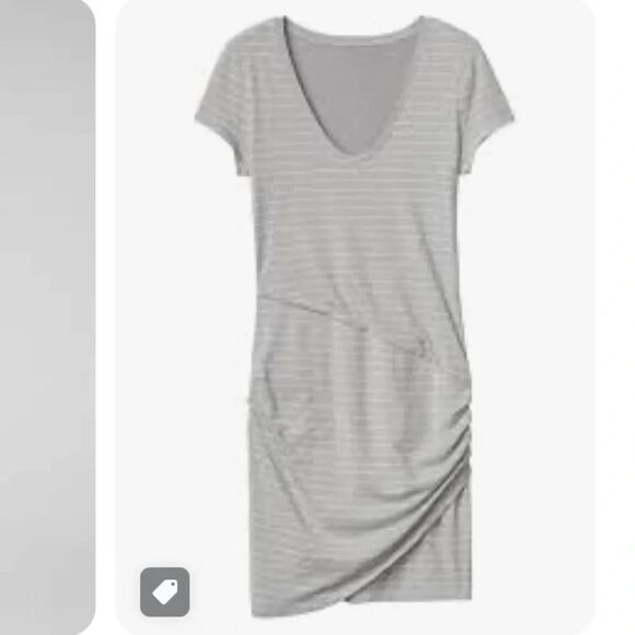 Athleta Knee Length Casual Striped Dresses small gray and white stripe midi - Picture 6 of 11
